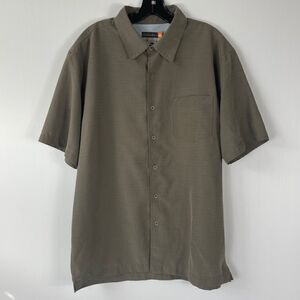 Quicksilver Shirt Short Sleeve Button Olive Green Camp Shirt Men's Size Large